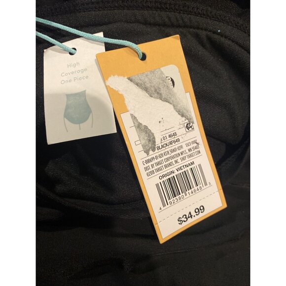 Kona Sol Women's One Piece Black Swimsuit Small 4 6 Lace-Up Scallop Edge Swim T8 - Picture 5 of 7